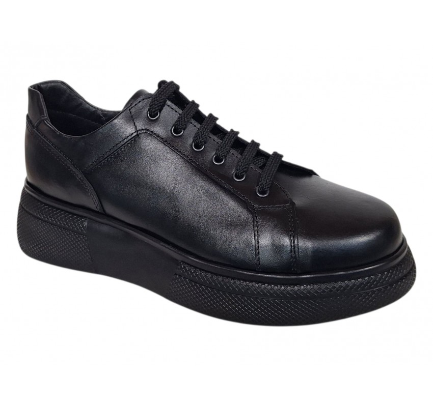 Pantofi dama Sport Casual din piele naturala de culoare neagra GKR121NS