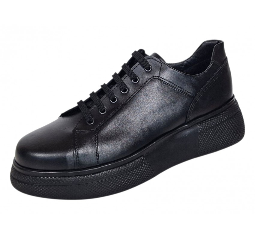 Pantofi dama Sport Casual din piele naturala de culoare neagra GKR121NS
