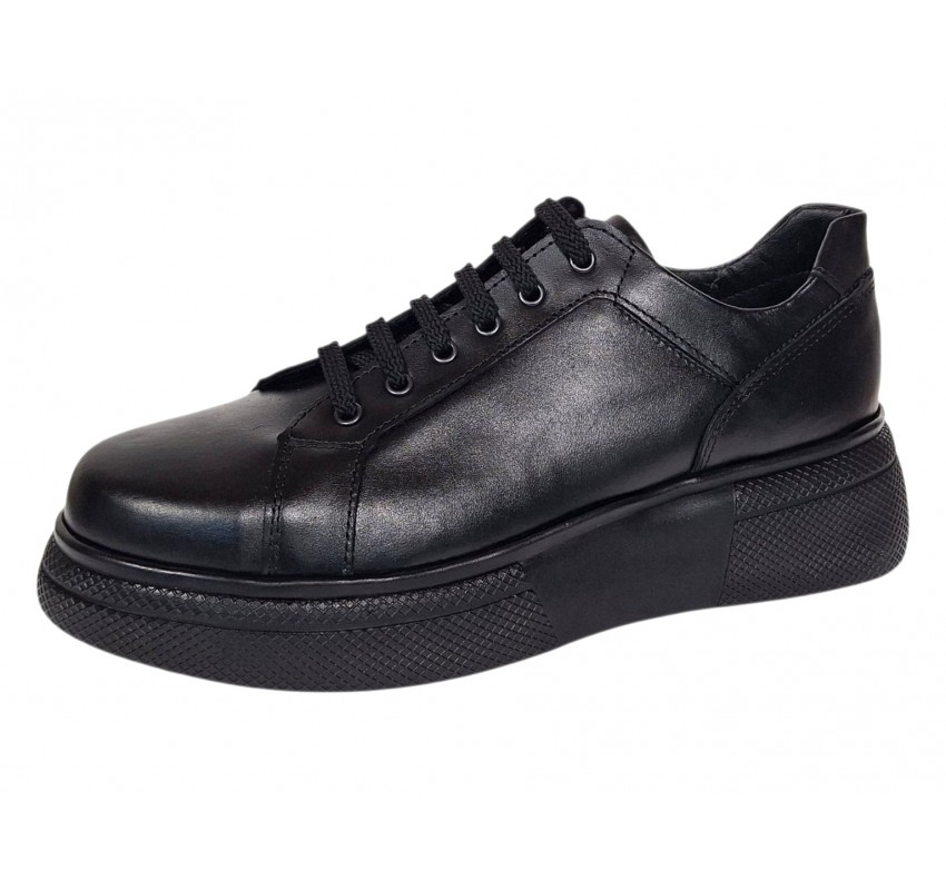 Pantofi dama Sport Casual din piele naturala de culoare neagra GKR121NS