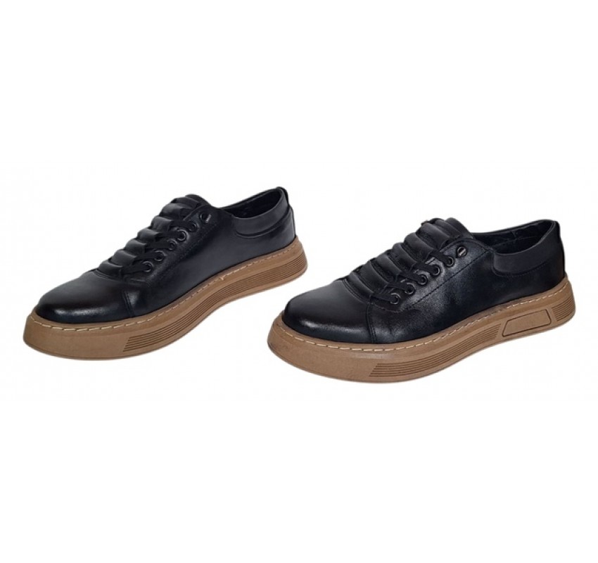 Pantofi barbati casual din piele naturala Negru Gold GKR124N