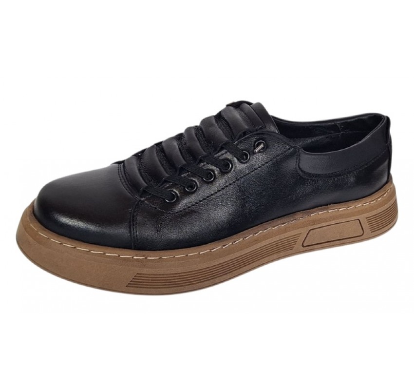 Pantofi barbati casual din piele naturala Negru Gold GKR124N