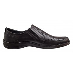 Pantofi casual barbati din piele naturala - Model negru perforat GKR125N