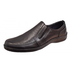 Pantofi casual barbati din piele naturala - Model negru perforat GKR125N