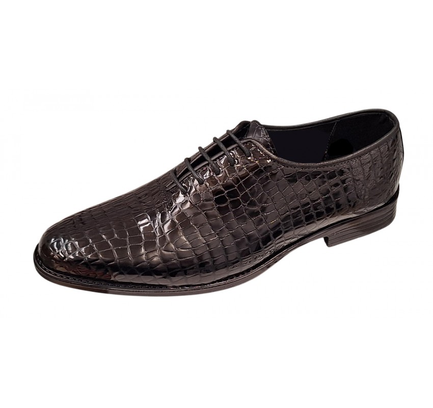 Pantofi eleganti barbati din piele naturala croco lac - Model Donato Negru Pantofi eleganti barbati din piele naturala croco lac - Model Donato Negru