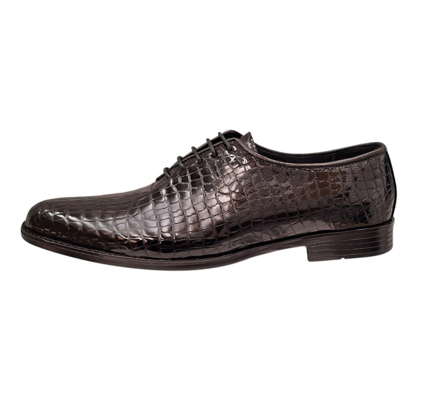 Pantofi eleganti barbati din piele naturala croco lac - Model Donato Negru Pantofi eleganti barbati din piele naturala croco lac - Model Donato Negru