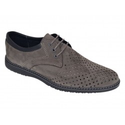 Pantofi barbati perforati din piele naturala - Sport Casual Gri 128GRI