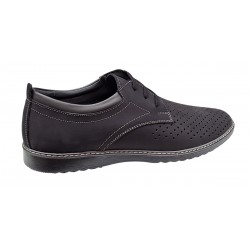 Pantofi barbati din piele naturala - Model Sport Casual Perforat Negru 128N