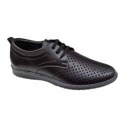 Pantofi barbati din piele naturala - Model Sport Casual Perforat Negru 129N