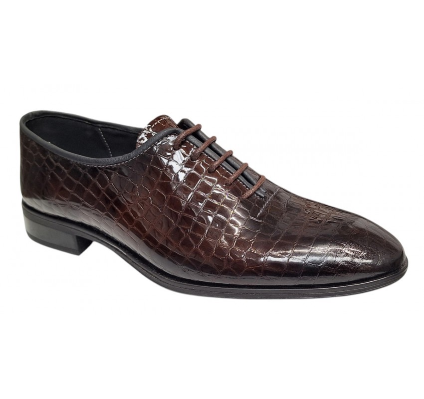 Pantofi eleganti barbati din piele naturala croco lac Maro GKR134CRM