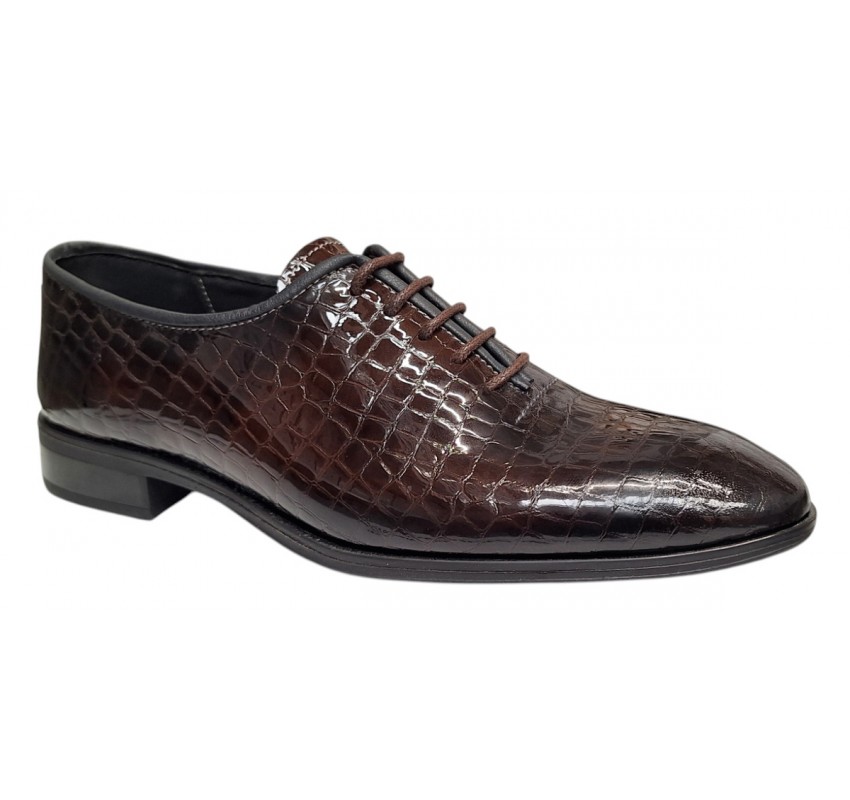 Pantofi eleganti barbati din piele naturala croco lac Maro GKR134CRM