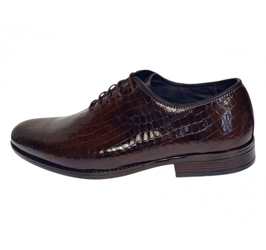 Pantofi barbati maro croco lac – eleganti pentru tinute de eveniment GKR150CRM