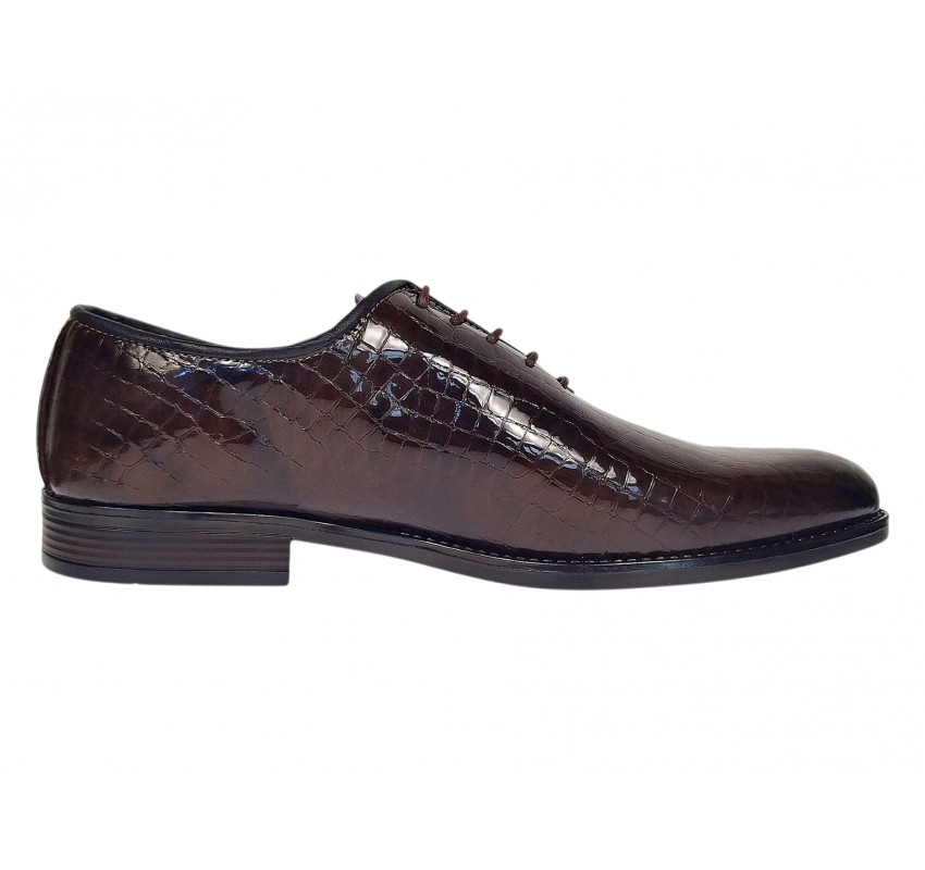 Pantofi barbati maro croco lac – eleganti pentru tinute de eveniment GKR150CRM