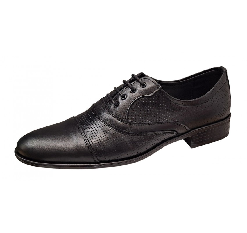 Pantofi barbati eleganti din piele naturala - Model Negru Matritat 18N Pantofi barbati eleganti din piele naturala - Model Negru Matritat 18N