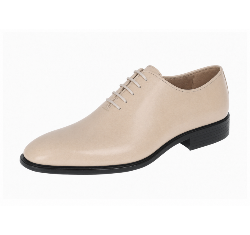 Pantofi eleganți bej pentru bărbați din piele naturală cu șiret și talpă Donatto – GKR200BX