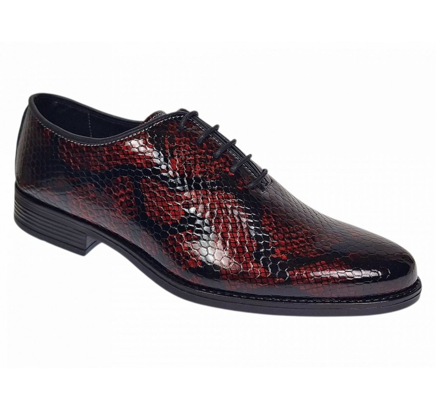 Pantofi barbati eleganti din piele naturala bordeaux cu negru lac Donatto GKR200RN