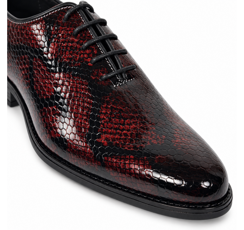 Pantofi barbati eleganti din piele naturala bordeaux cu negru lac Donatto GKR200RN