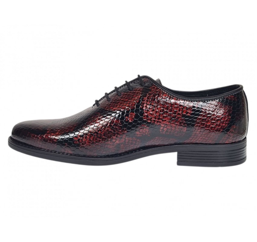 Pantofi barbati eleganti din piele naturala bordeaux cu negru lac Donatto GKR200RN