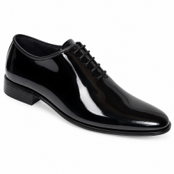 Pantofi bărbați eleganți negri din piele naturală lăcuită GKR201LN