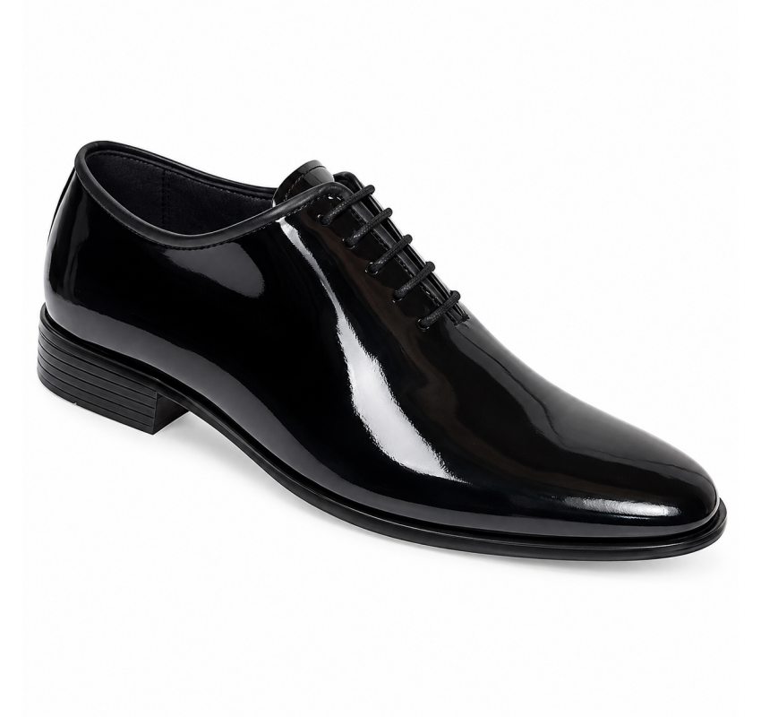 Pantofi bărbați eleganți negri din piele naturală lăcuită GKR201LN