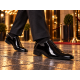 Pantofi bărbați eleganți negri din piele naturală lăcuită GKR201LN