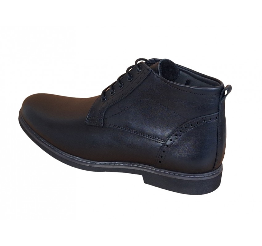 Ghete casual barbati, din piele naturala (imblanite) TOMAS, Negru, GKR20N