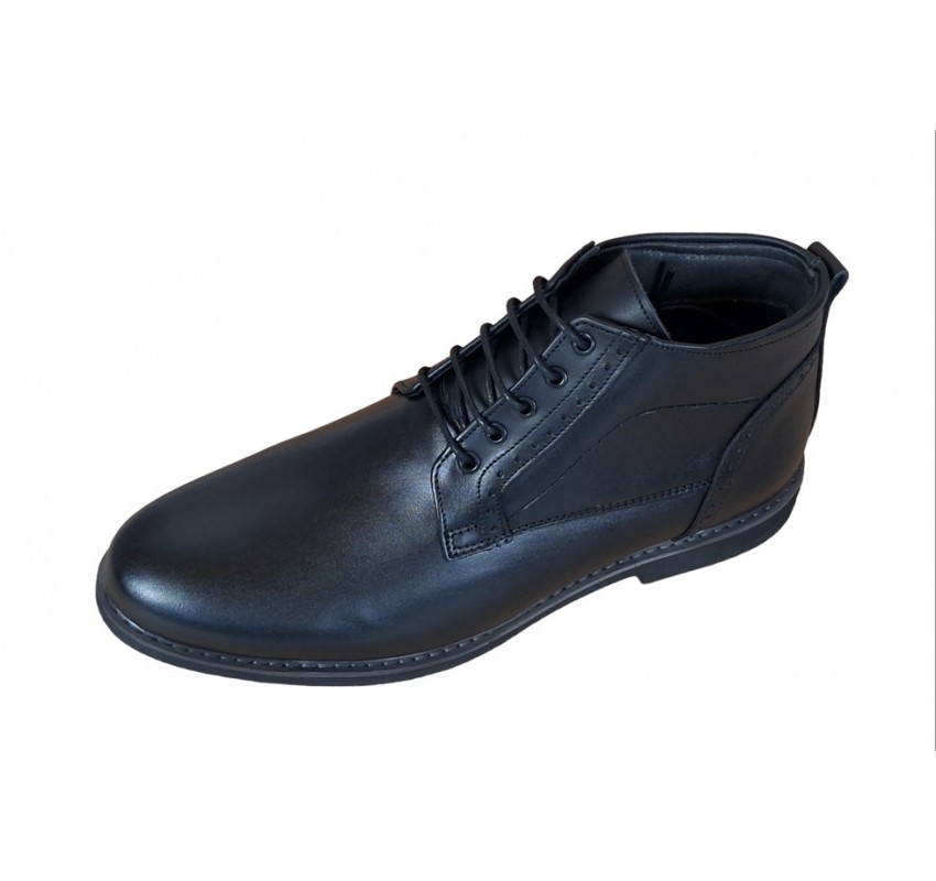 Ghete casual barbati, din piele naturala (imblanite) TOMAS, Negru, GKR20N