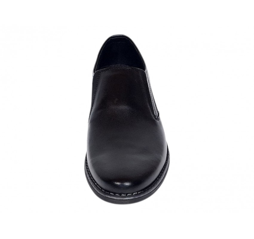 Pantofi barbati casual negri din piele naturala fara inchidere Ezel Elastic