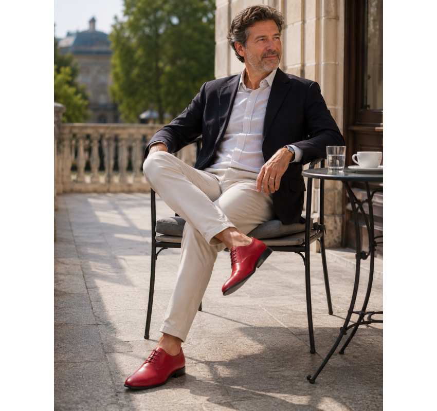 Pantofi barbati rosii eleganti din piele naturala Maximus GKR219R
