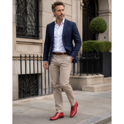 Pantofi barbati rosii eleganti din piele naturala Maximus GKR219R