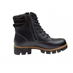 Ghete dama din piele naturala imblanite cu fermoar negru GKR21N