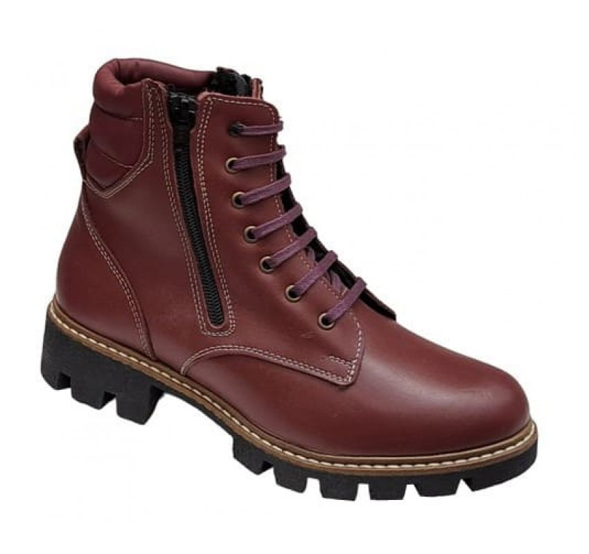 Ghete dama imblanite din piele naturala cu doua femoare Bordeaux GKR21VIS