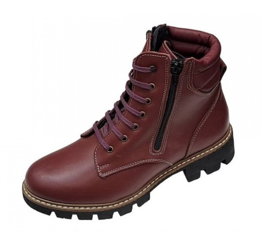Ghete dama imblanite din piele naturala cu doua femoare Bordeaux GKR21VIS