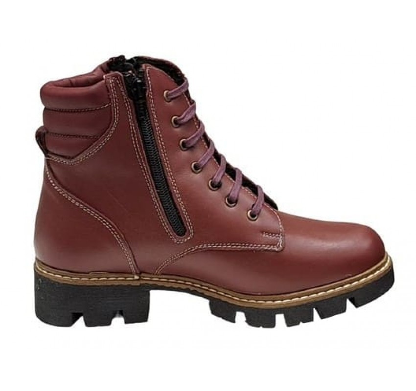 Ghete dama imblanite din piele naturala cu doua femoare Bordeaux GKR21VIS