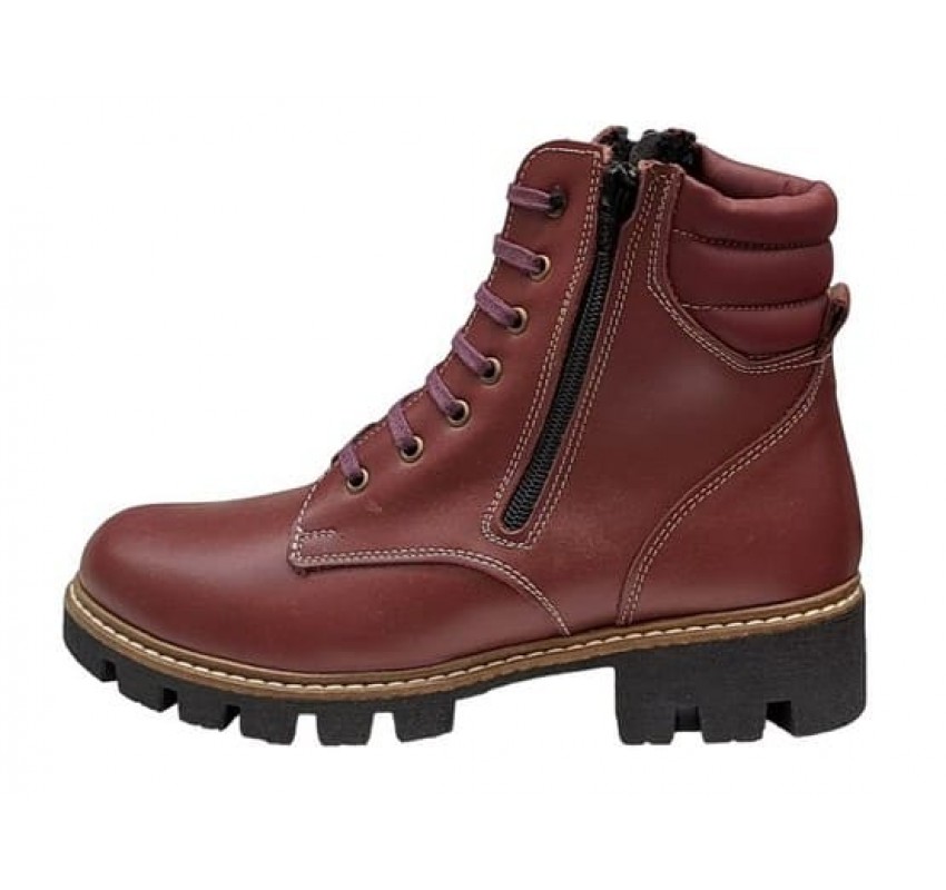 Ghete dama imblanite din piele naturala cu doua femoare Bordeaux GKR21VIS