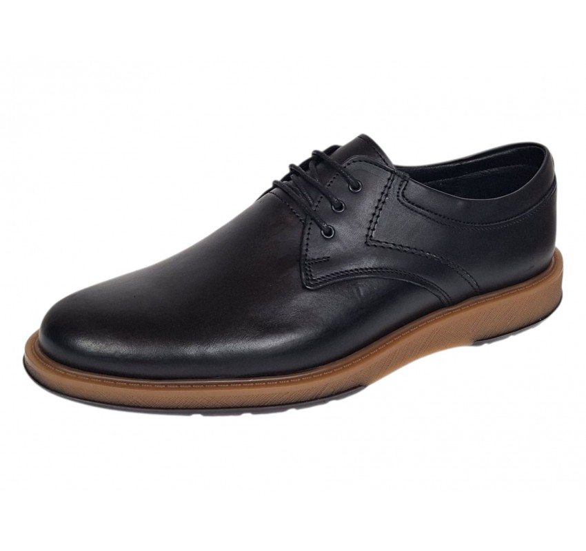 Pantofi barbati casual din piele naturala de culoare Neagra GKR230NS