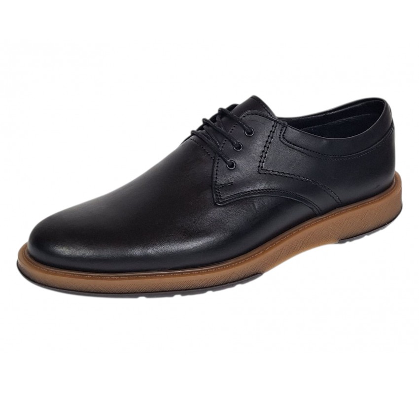 Pantofi barbati casual din piele naturala de culoare Neagra GKR230NS