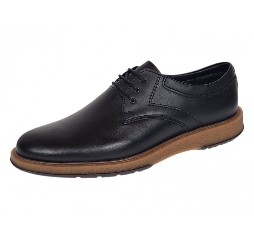 Pantofi barbati casual din piele naturala de culoare Neagra GKR230NS