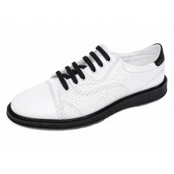 Pantofi barbati casual din piele naturala Alb cu Negru Matritat GKR231ANTR