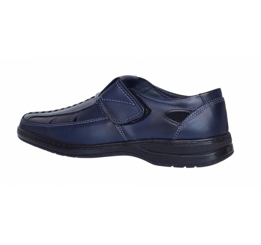 Pantofi barbati casual din piele naturala, calapod lat - Model GKR24 Bleumarin