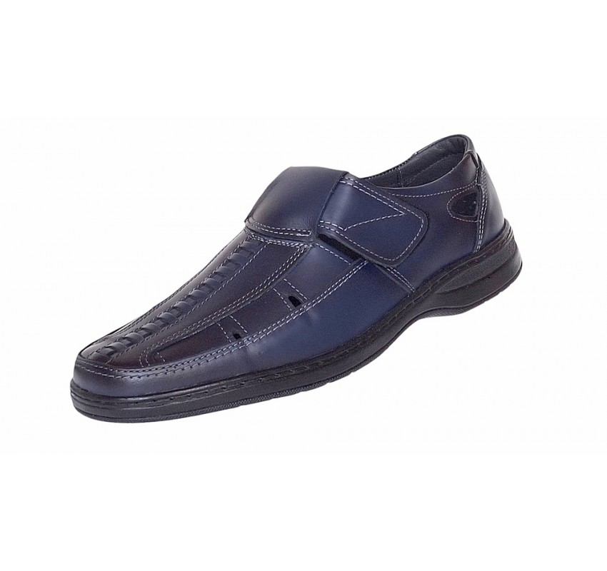 Pantofi barbati casual din piele naturala, calapod lat - Model GKR24 Bleumarin