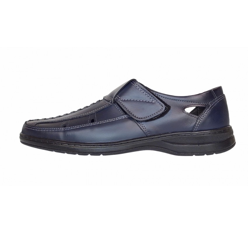 Pantofi barbati casual din piele naturala, calapod lat - Model GKR24 Bleumarin