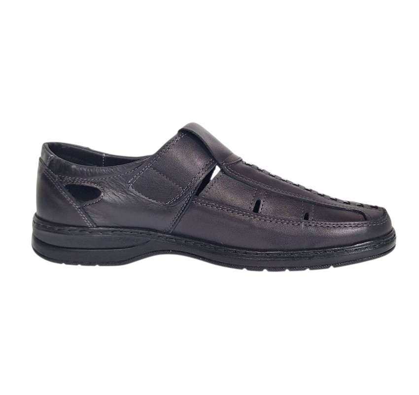 Pantofi barbati gri casual decupati din piele naturala  GKR24GRI