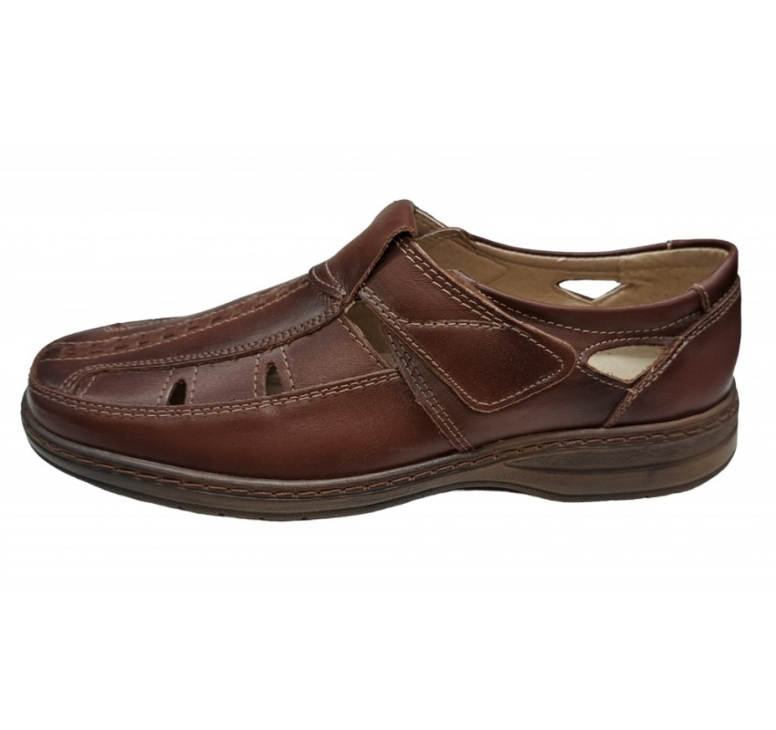 Pantofi barbati casual din piele naturala, decupati, cu arici (scai), calapod lat, GKR24M