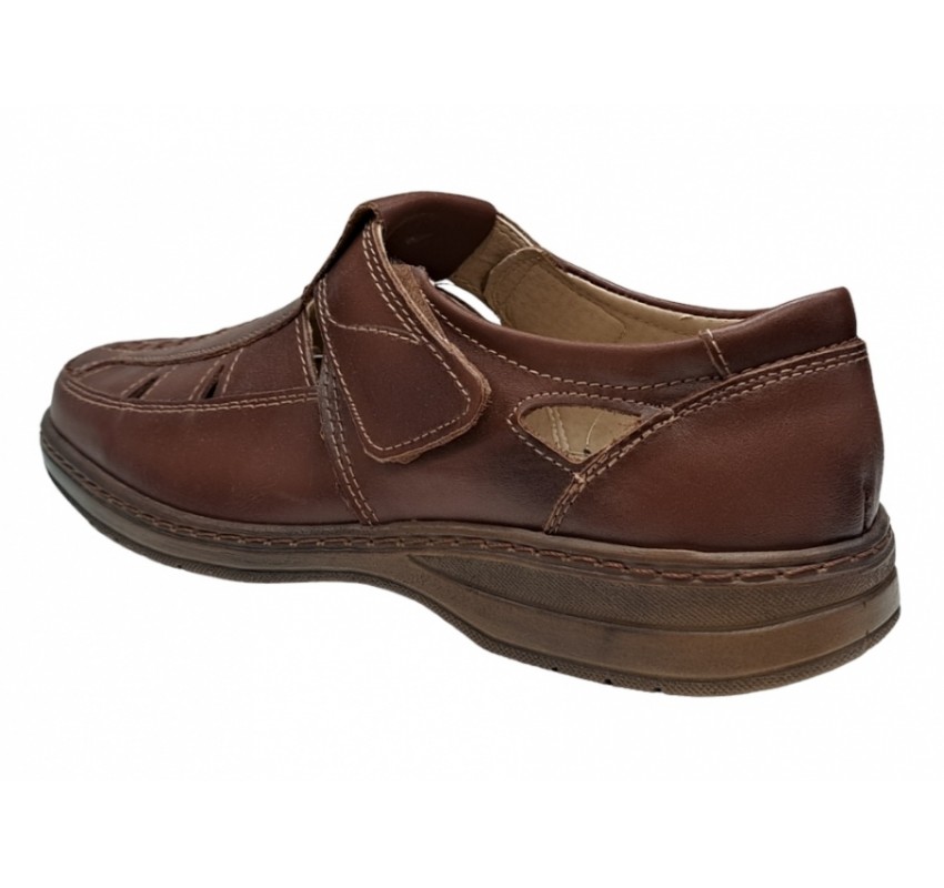 Pantofi barbati casual din piele naturala, decupati, cu arici (scai), calapod lat, GKR24M