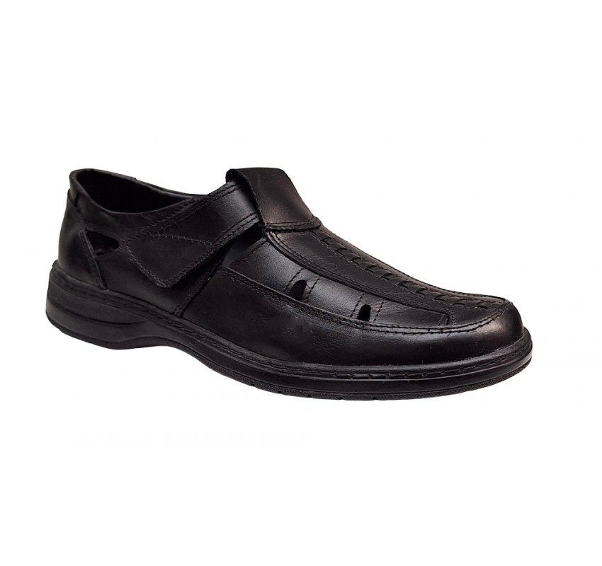 Pantofi barbati casual din piele naturala, decupati, cu scai, calapod lat, GKR24N