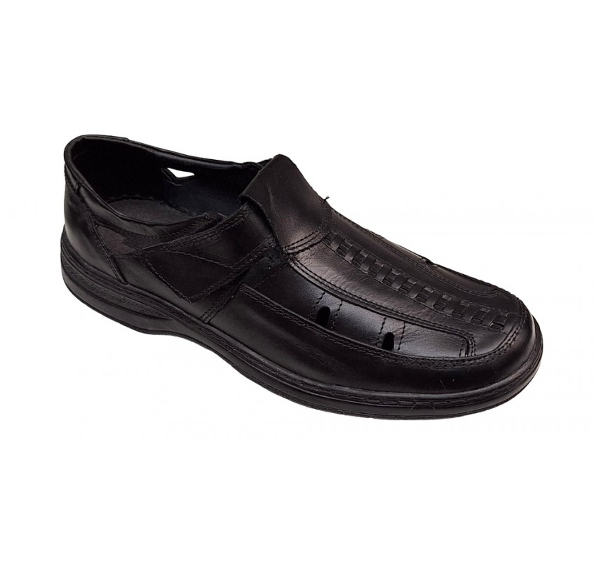 Pantofi barbati casual din piele naturala, decupati, cu scai, calapod lat, GKR24N