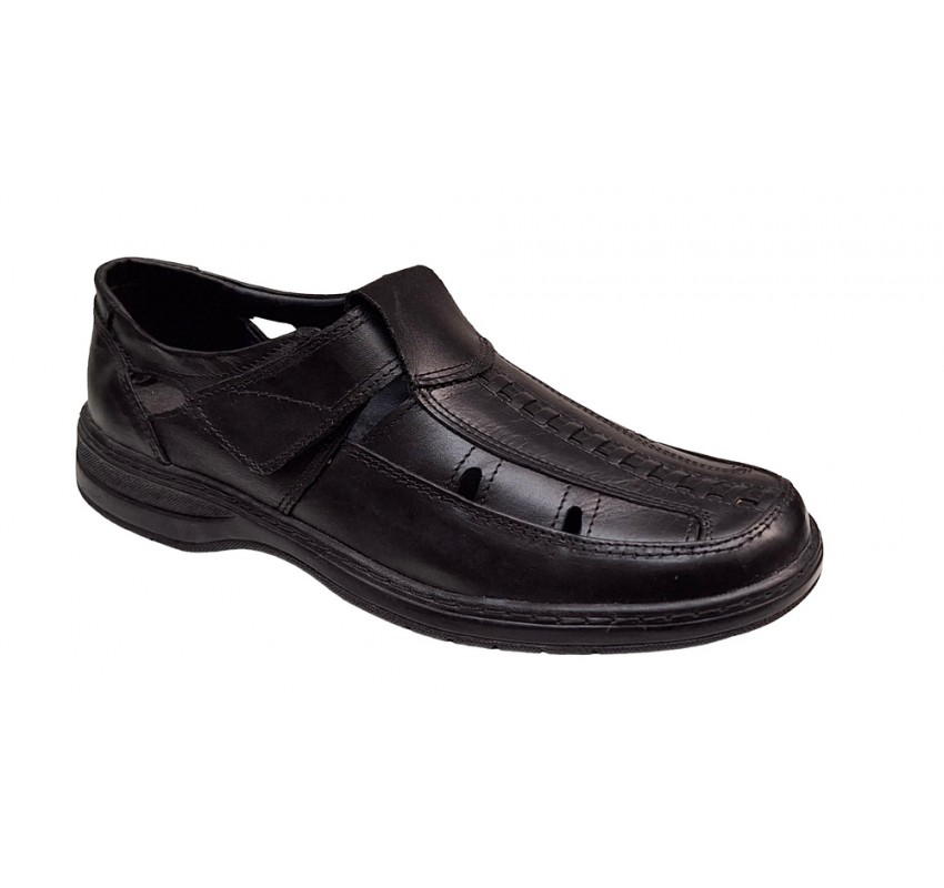 Pantofi barbati casual din piele naturala, decupati, cu scai, calapod lat, GKR24N