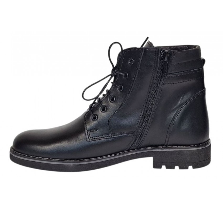 Ghete casual barbati din piele naturala imblanite Tomy Negru GKR26N