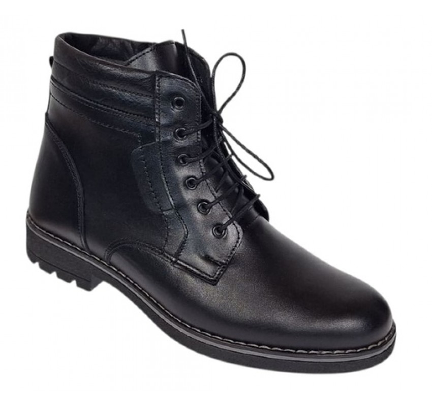 Ghete casual barbati din piele naturala imblanite Tomy Negru GKR26N