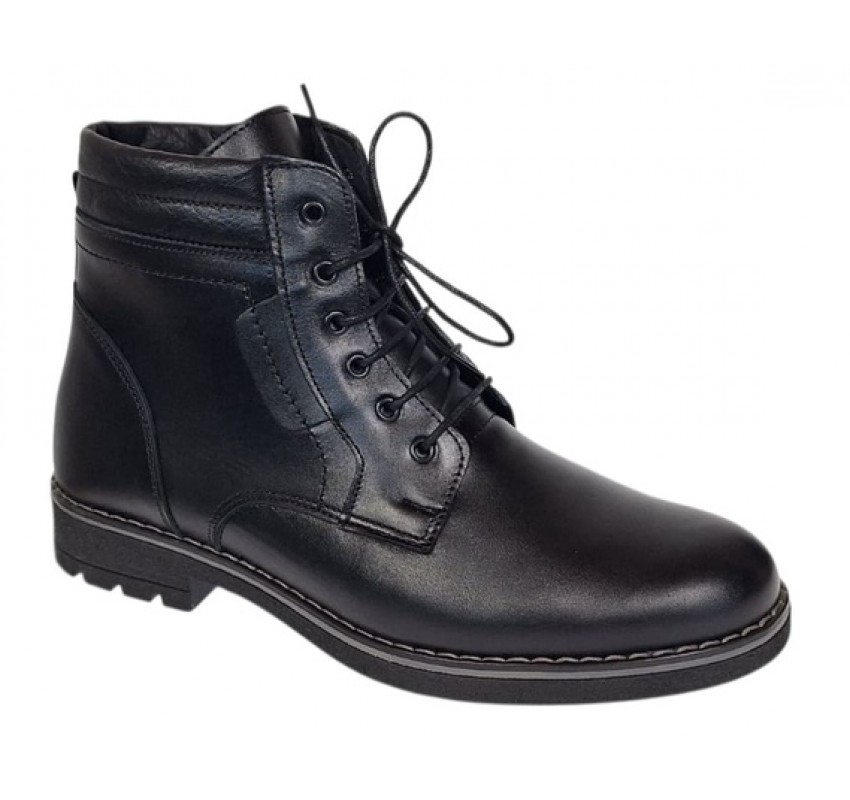 Ghete casual barbati din piele naturala imblanite Tomy Negru GKR26N